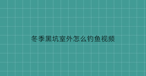 “冬季黑坑室外怎么钓鱼视频(冬季黑坑室外怎么钓鱼视频教学)