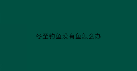 “冬至钓鱼没有鱼怎么办(冬至钓鱼应该选择什么样的地方)