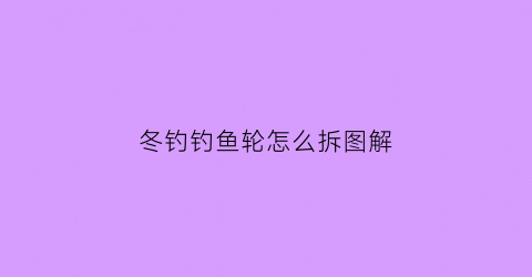 冬钓钓鱼轮怎么拆图解(冬钓轮上线)