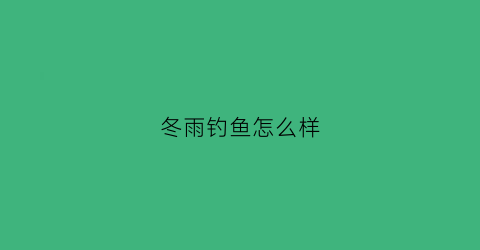 冬雨钓鱼怎么样(冬雨钓鱼怎么样好钓吗)
