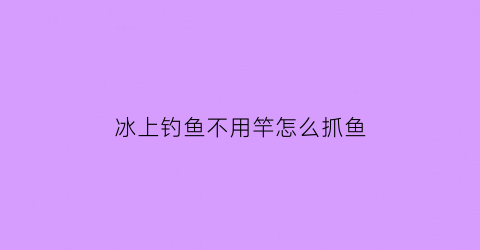 “冰上钓鱼不用竿怎么抓鱼(冰上钓鱼不用竿怎么抓鱼视频)