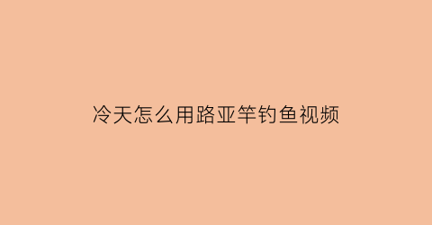 “冷天怎么用路亚竿钓鱼视频(冷天怎么用路亚竿钓鱼视频讲解)