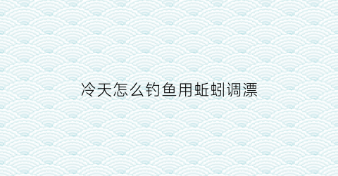 冷天怎么钓鱼用蚯蚓调漂(天冷用蚯蚓钓鱼怎么样)