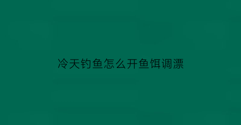 冷天钓鱼怎么开鱼饵调漂(冷天气怎么钓鱼)