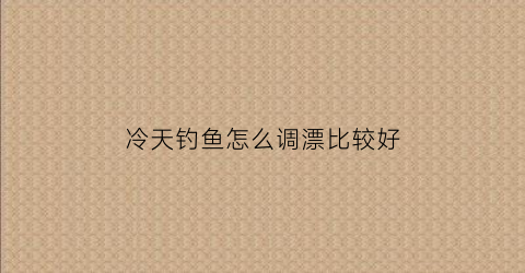冷天钓鱼怎么调漂比较好(冷天怎么钓鱼才适合)