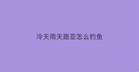 冷天雨天路亚怎么钓鱼(天气冷怎么路亚)