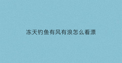 冻天钓鱼有风有浪怎么看漂(天冷有风怎么钓鱼)