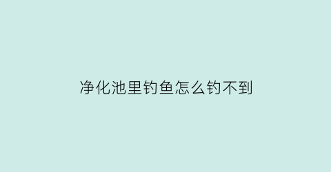 “净化池里钓鱼怎么钓不到(净化水池的鱼)