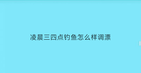 凌晨三四点钓鱼怎么样调漂(凌晨4点钓鱼好不好钓)