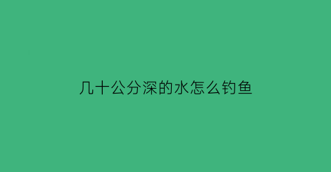 几十公分深的水怎么钓鱼(几十公分水深用啥漂)