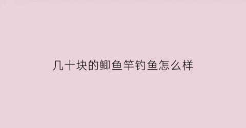 几十块的鲫鱼竿钓鱼怎么样