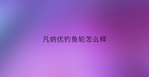 凡纳优钓鱼轮怎么样