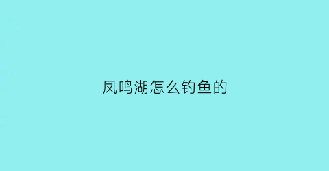 凤鸣湖怎么钓鱼的(凤鸣湖开放时间)