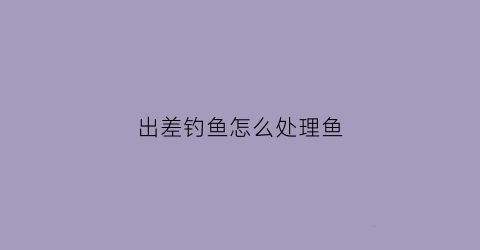 出差钓鱼怎么处理鱼(出差了鱼怎么办)