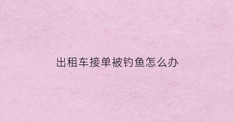 出租车接单被钓鱼怎么办(出租车钓鱼是什么意思)