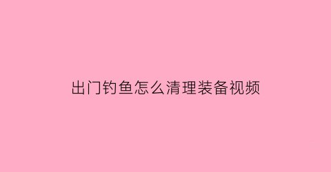 “出门钓鱼怎么清理装备视频(出去钓鱼最方便的装备)