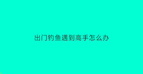 “出门钓鱼遇到高手怎么办(出去钓鱼是什么意思)
