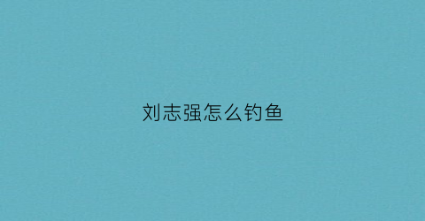 刘志强怎么钓鱼