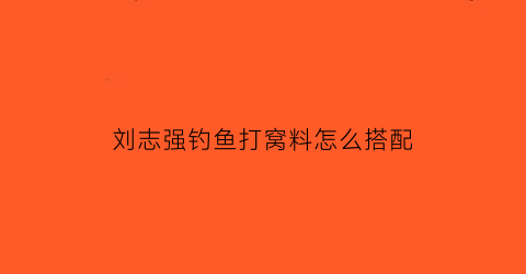“刘志强钓鱼打窝料怎么搭配