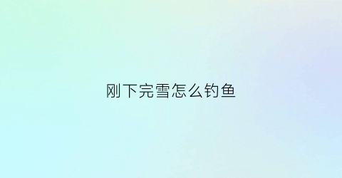 刚下完雪怎么钓鱼(下雪后怎么钓鱼)