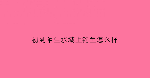 “初到陌生水域上钓鱼怎么样(陌生水域怎么找底)