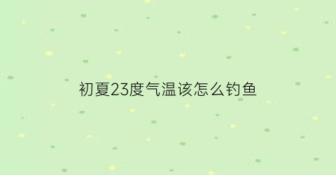 初夏23度气温该怎么钓鱼(夏天23度钓鱼怎么钓)