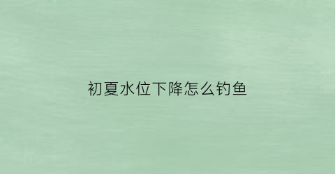 初夏水位下降怎么钓鱼