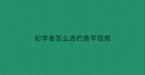 初学者怎么选钓鱼竿视频(怎么选好钓鱼竿)