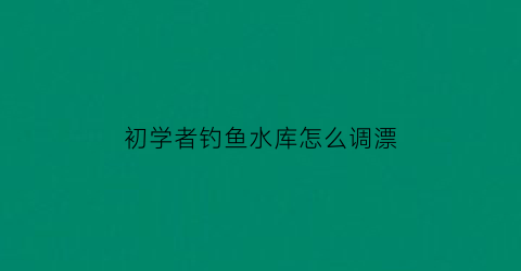 初学者钓鱼水库怎么调漂(水库钓鱼怎样调漂)