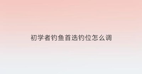 初学者钓鱼首选钓位怎么调(钓鱼初学者怎么调漂)
