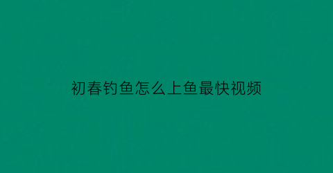 初春钓鱼怎么上鱼最快视频