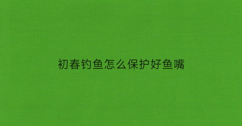 初春钓鱼怎么保护好鱼嘴