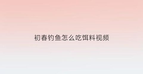 初春钓鱼怎么吃饵料视频(初春野钓饵料)