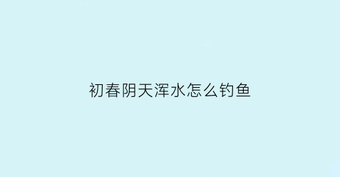 “初春阴天浑水怎么钓鱼(初春阴天钓深水还是浅水)