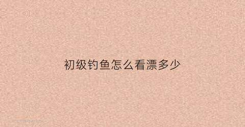 “初级钓鱼怎么看漂多少(钓鱼新手怎么看浮漂)
