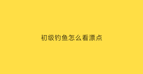 初级钓鱼怎么看漂点(新手钓鱼如何看漂相视频讲解)
