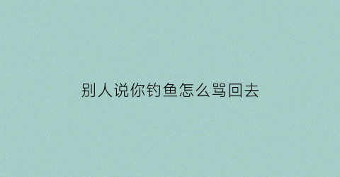 “别人说你钓鱼怎么骂回去(说我钓鱼怎么回复)