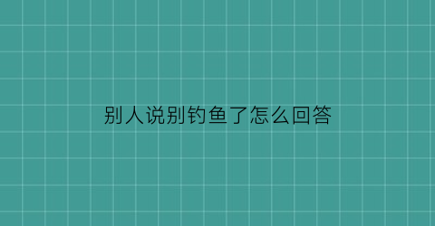 别人说别钓鱼了怎么回答