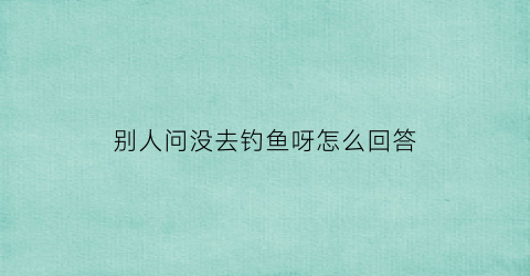 别人问没去钓鱼呀怎么回答