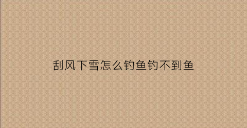 刮风下雪怎么钓鱼钓不到鱼(刮风下雨钓深还是钓浅)