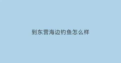 到东营海边钓鱼怎么样(到东营海边钓鱼怎么样呀)