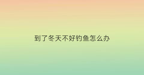 到了冬天不好钓鱼怎么办