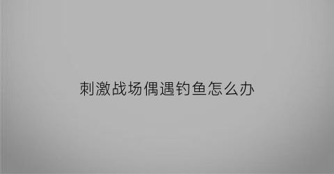 刺激战场偶遇钓鱼怎么办(刺激战场钓鱼竿怎么用)