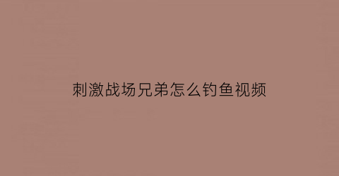 刺激战场兄弟怎么钓鱼视频