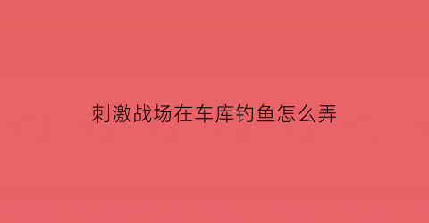 “刺激战场在车库钓鱼怎么弄(刺激战场里面那个车怎么开出大仓库来)