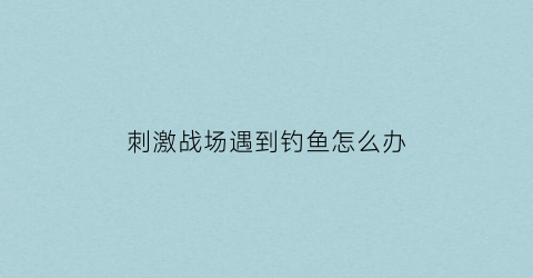 “刺激战场遇到钓鱼怎么办(刺激战场前方有敌人)