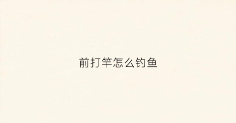 前打竿怎么钓鱼(前打竿如何钓鱼)