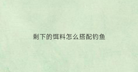 “剩下的饵料怎么搭配钓鱼(剩下的饵料怎么搭配钓鱼效果好)