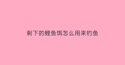 剩下的鲤鱼饵怎么用来钓鱼(剩的鲤鱼怎么做好吃)