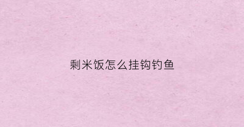 剩米饭怎么挂钩钓鱼(剩米饭怎么挂钩钓鱼呢)